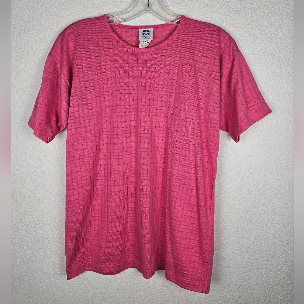 VTG 80s Womens Converse Sheer T-shirt Pink Made in USA Size Large